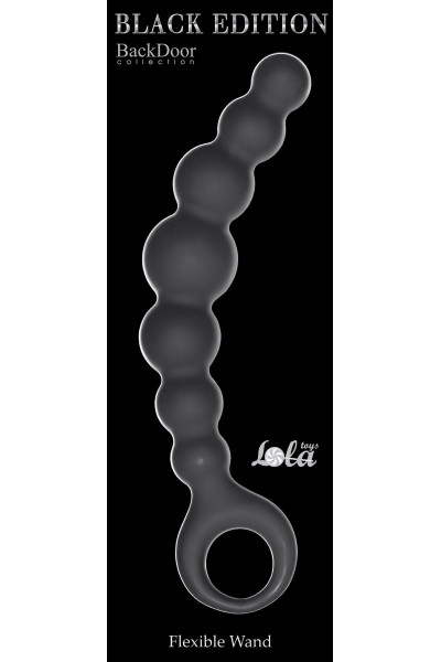 Чёрная упругая анальная цепочка Flexible Wand - 18 см. Чёрная упругая анальная цепочка Flexible Wand - 18 см.