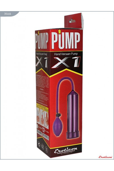 Фиолетовая вакуумная помпа Eroticon PUMP X1 с грушей Фиолетовая вакуумная помпа Eroticon PUMP X1 с грушей