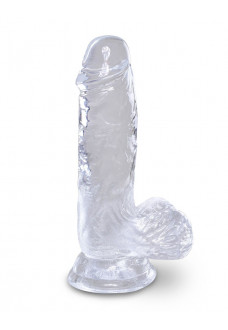 Прозрачный фаллоимитатор King Cock Clear 5 Cock with Balls - 15,2 см.