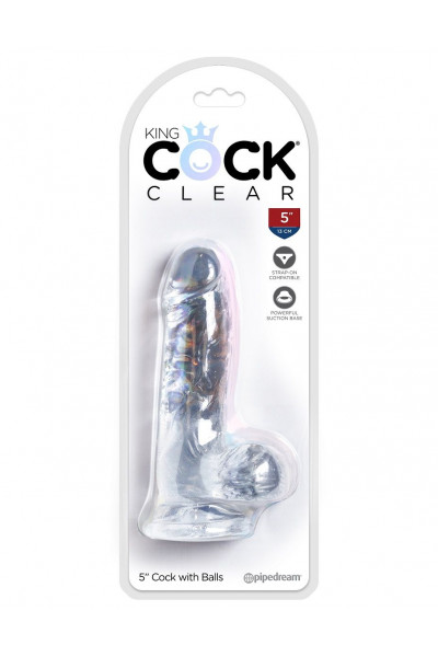 Прозрачный фаллоимитатор King Cock Clear 5 Cock with Balls - 15,2 см. Прозрачный фаллоимитатор King Cock Clear 5 Cock with Balls - 15,2 см.