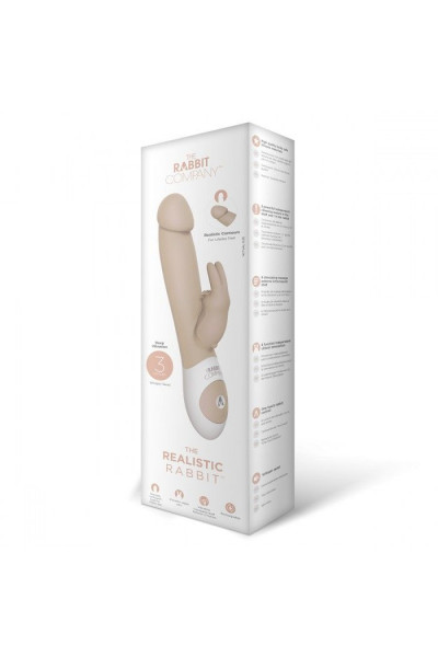Телесный вибратор с клиторальным кроликом Realistic Rabbit Телесный вибратор с клиторальным кроликом Realistic Rabbit