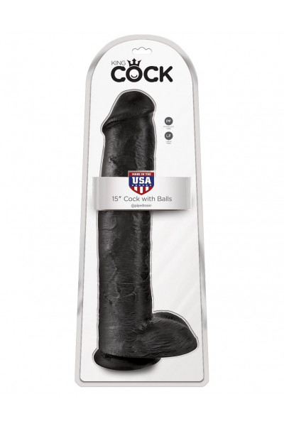 Чёрный фаллоимитатор-гигант 15 Cock with Balls - 40,6 см. Чёрный фаллоимитатор-гигант 15 Cock with Balls - 40,6 см.