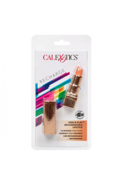 Золотистый вибратор-помада с оранжевым мягким кончиком Hide Play Rechargeable Lipstick Золотистый вибратор-помада с оранжевым мягким кончиком Hide Play Rechargeable Lipstick