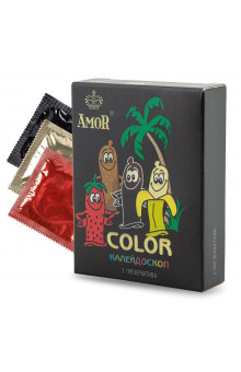 Цветные ароматизированные презервативы AMOR Color Яркая линия - 3 шт.