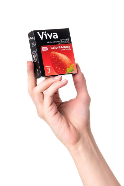 Цветные презервативы VIVA Color Aroma с ароматом клубники - 3 шт. Цветные презервативы VIVA Color Aroma с ароматом клубники - 3 шт.
