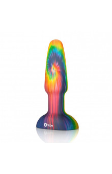 Разноцветная анальная пробка с эффектом римминга Peace Love Tie-Dye - 15,2 см.