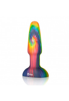Разноцветная анальная пробка с эффектом римминга Peace Love Tie-Dye - 15,2 см.