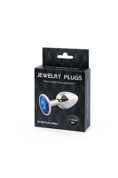 Анальное украшение SILVER PLUG SMALL с синим кристаллом - 7,2 см. Анальное украшение SILVER PLUG SMALL с синим кристаллом - 7,2 см.