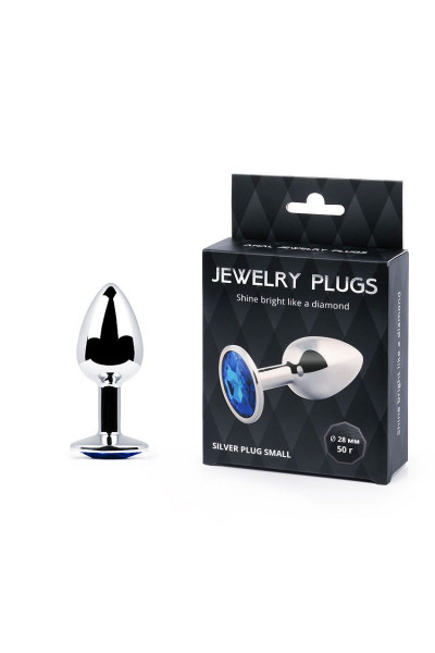 Анальное украшение SILVER PLUG SMALL с синим кристаллом - 7,2 см. Анальное украшение SILVER PLUG SMALL с синим кристаллом - 7,2 см.