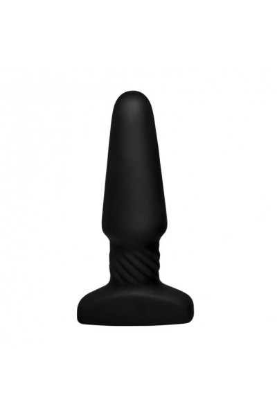 Черная анальная пробка Slim R Smooth Rimming Plug with Remote - 14 см.