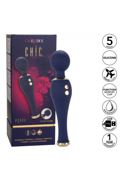 Синий клиторальный вибромассажер Chic Poppy - 20,25 см. Синий клиторальный вибромассажер Chic Poppy - 20,25 см.