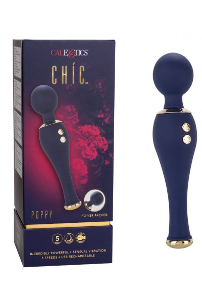 Синий клиторальный вибромассажер Chic Poppy - 20,25 см. Синий клиторальный вибромассажер Chic Poppy - 20,25 см.