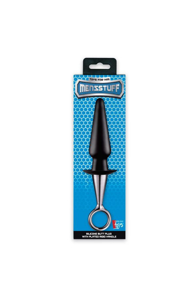 Чёрный анальный плаг ANAL PLUG WITH PLATED HANDLE Чёрный анальный плаг ANAL PLUG WITH PLATED HANDLE