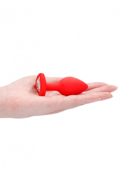 Красная анальная пробка с прозрачным стразом Diamond Heart Butt Plug - 7,3 см. Красная анальная пробка с прозрачным стразом Diamond Heart Butt Plug - 7,3 см.