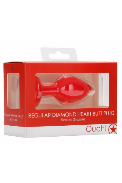 Красная анальная пробка с прозрачным стразом Diamond Heart Butt Plug - 7,3 см. Красная анальная пробка с прозрачным стразом Diamond Heart Butt Plug - 7,3 см.