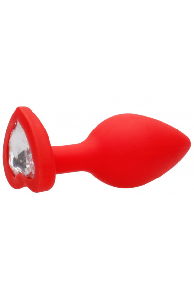 Красная анальная пробка с прозрачным стразом Diamond Heart Butt Plug - 7,3 см. Красная анальная пробка с прозрачным стразом Diamond Heart Butt Plug - 7,3 см.