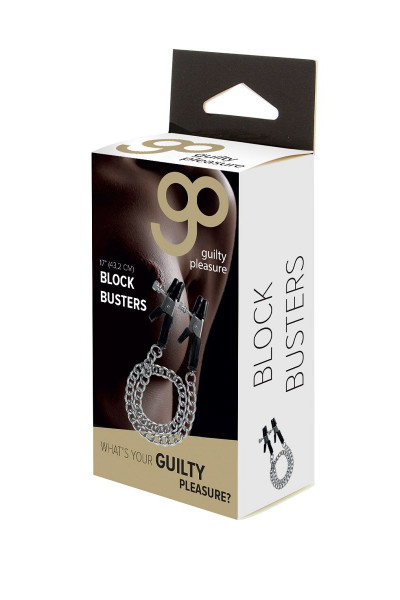 Зажимы на соски Block Busters Nipple Clamps с цепью Зажимы на соски Block Busters Nipple Clamps с цепью