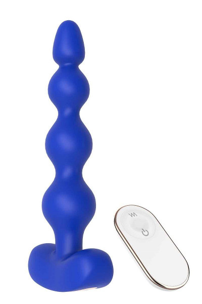 Синяя анальная виброелочка с пультом ДУ Remote Anal Bead - 18 см. Синяя анальная виброелочка с пультом ДУ Remote Anal Bead - 18 см.