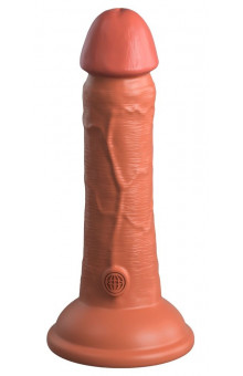 Фаллоимитатор цвета карамели 6 Vibrating Silicone Dual Density Cock - 17,8 см.