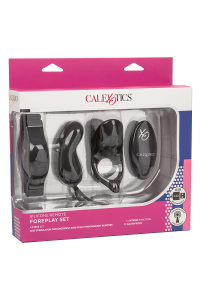 Черный вибронабор для двоих Silicone Remote Foreplay Set Черный вибронабор для двоих Silicone Remote Foreplay Set