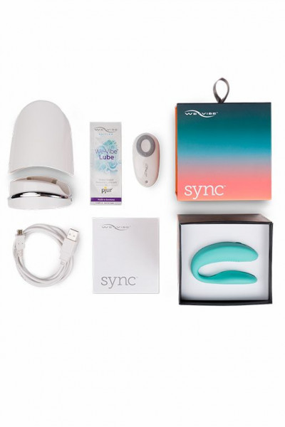 Голубой вибромассажер для пар We-Vibe Sync Aqua на радиоуправлении Голубой вибромассажер для пар We-Vibe Sync Aqua на радиоуправлении