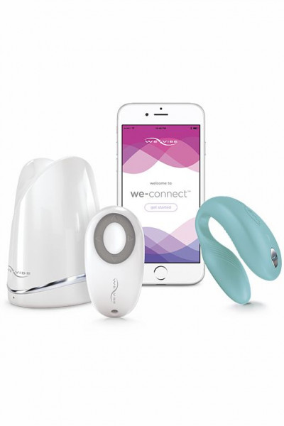 Голубой вибромассажер для пар We-Vibe Sync Aqua на радиоуправлении Голубой вибромассажер для пар We-Vibe Sync Aqua на радиоуправлении