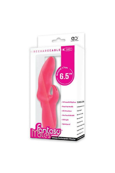 Розовый вибратор со стимулятором клитора MATES FANTASY RECHARGE VIBRATOR - 17 см. Розовый вибратор со стимулятором клитора MATES FANTASY RECHARGE VIBRATOR - 17 см.