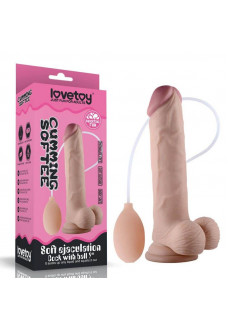Телесный фаллоимитатор с имитацией эякуляции 9 Soft Ejaculation Cock With Ball - 22,9 см.
