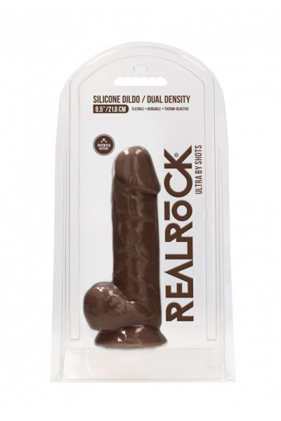 Коричневый фаллоимитатор Silicone Dildo With Balls - 21,6 см. Коричневый фаллоимитатор Silicone Dildo With Balls - 21,6 см.