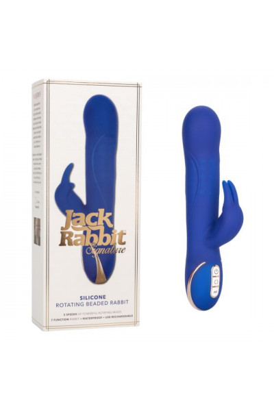 Синий вибратор Signature Silicone Rotating Beaded Rabbit с клиторальным отростком - 22,75 см. Синий вибратор Signature Silicone Rotating Beaded Rabbit с клиторальным отростком - 22,75 см.