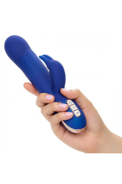 Синий вибратор Signature Silicone Rotating Beaded Rabbit с клиторальным отростком - 22,75 см. Синий вибратор Signature Silicone Rotating Beaded Rabbit с клиторальным отростком - 22,75 см.