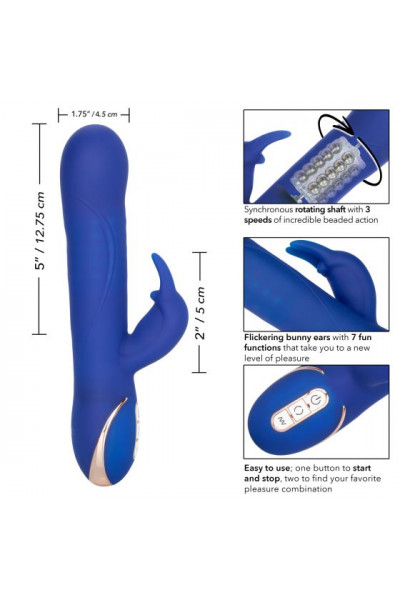 Синий вибратор Signature Silicone Rotating Beaded Rabbit с клиторальным отростком - 22,75 см. Синий вибратор Signature Silicone Rotating Beaded Rabbit с клиторальным отростком - 22,75 см.