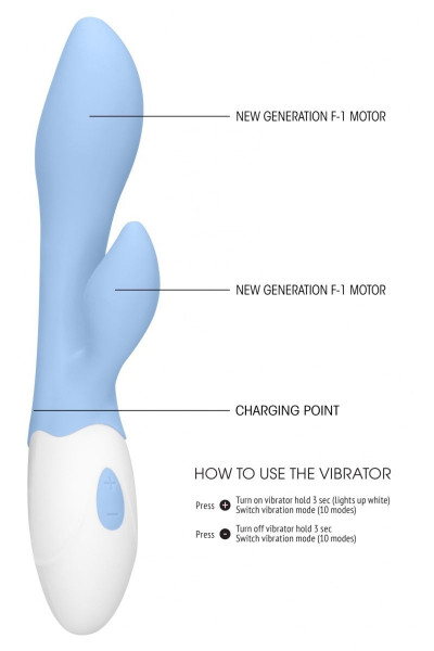 Голубой G-spot вибратор Sunset со стимулятором клитора - 20 см. Голубой G-spot вибратор Sunset со стимулятором клитора - 20 см.