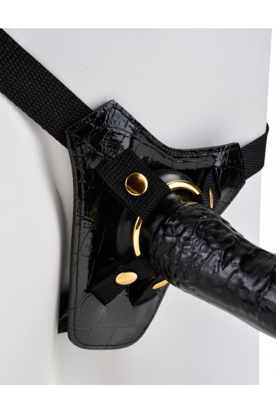 Чёрный с золотом женский страпон Designer Strap-On Чёрный с золотом женский страпон Designer Strap-On