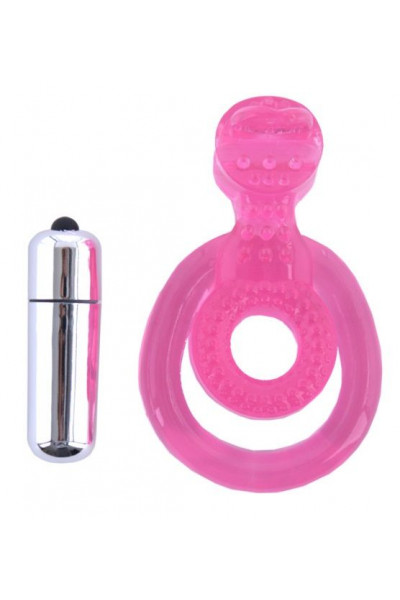 Розовая вибронасадка со стимулятором клитора Язычок Розовая вибронасадка со стимулятором клитора Язычок