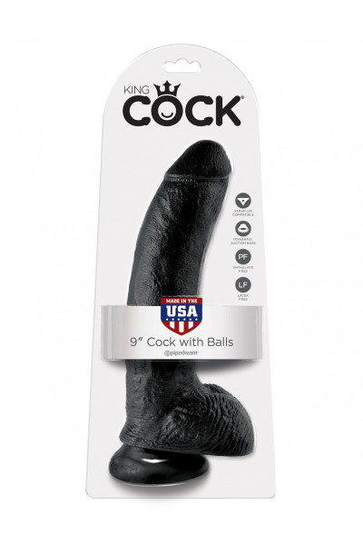 Чёрный фаллоимитатор 9 Cock with Balls - 22,9 см. Чёрный фаллоимитатор 9 Cock with Balls - 22,9 см.