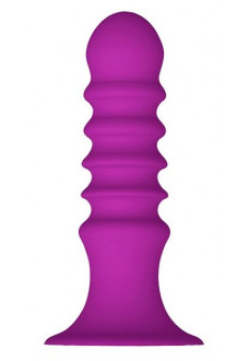 Фиолетовый ребристый анальный стимулятор RIBBED PLUG - 13,5 см.