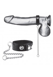 Утяжка на пенис с поводком Snap Cock Ring With 12 Leash