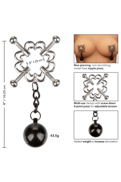 Металлические утяжеленные зажимы для сосков Grips 4-Point Weighted Nipple Press Металлические утяжеленные зажимы для сосков Grips 4-Point Weighted Nipple Press