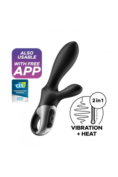 Черный анальный вибратор Heat Climax+ с функцией нагрева - 20,6 см. Черный анальный вибратор Heat Climax+ с функцией нагрева - 20,6 см.