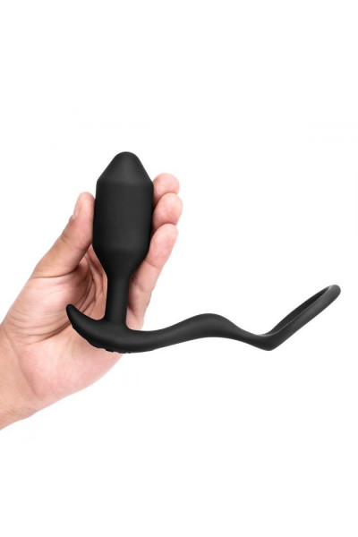 Черная анальная вибропробка с эрекционным кольцом Vibrating Snug Tug M Черная анальная вибропробка с эрекционным кольцом Vibrating Snug Tug M