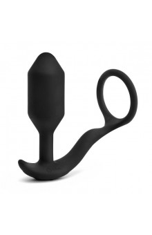 Черная анальная вибропробка с эрекционным кольцом Vibrating Snug Tug M