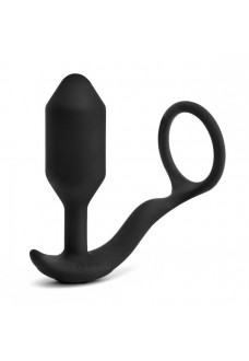 Черная анальная вибропробка с эрекционным кольцом Vibrating Snug Tug M