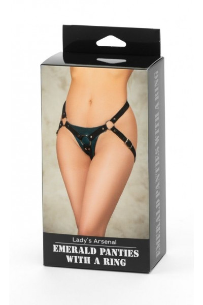 Изумрудные трусики с кольцом под насадки и замшевыми ремешками Emerald Panties With A Ring Изумрудные трусики с кольцом под насадки и замшевыми ремешками Emerald Panties With A Ring