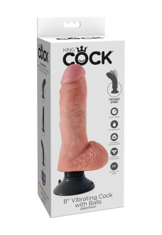 Вибромассажер со съёмной присоской 8 Vibrating Cock with Balls - 20,3 см.