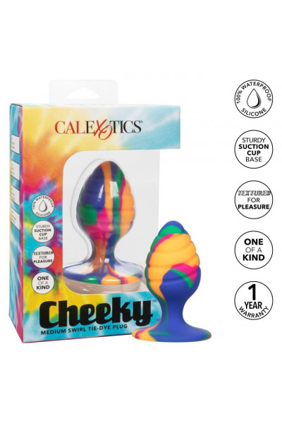 Яркая анальная пробка Cheeky Medium Swirl Tie-Dye Plug - 7,5 см. Яркая анальная пробка Cheeky Medium Swirl Tie-Dye Plug - 7,5 см.