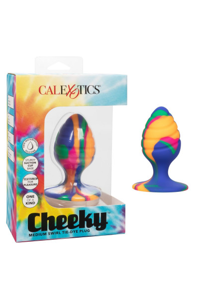 Яркая анальная пробка Cheeky Medium Swirl Tie-Dye Plug - 7,5 см. Яркая анальная пробка Cheeky Medium Swirl Tie-Dye Plug - 7,5 см.