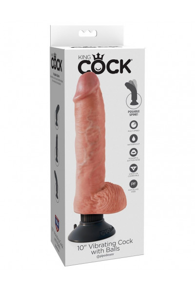 Телесный вибромассажер 10 Vibrating Cock with Balls - 25,4 см. Телесный вибромассажер 10 Vibrating Cock with Balls - 25,4 см.