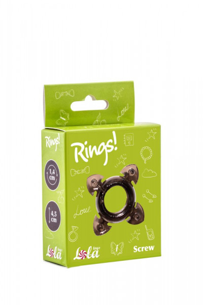 Чёрное эрекционное кольцо Rings Screw Чёрное эрекционное кольцо Rings Screw