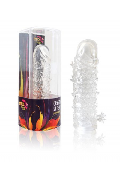 Закрытая прозрачная рельефная насадка Crystal sleeve - 13 см. Закрытая прозрачная рельефная насадка Crystal sleeve - 13 см.